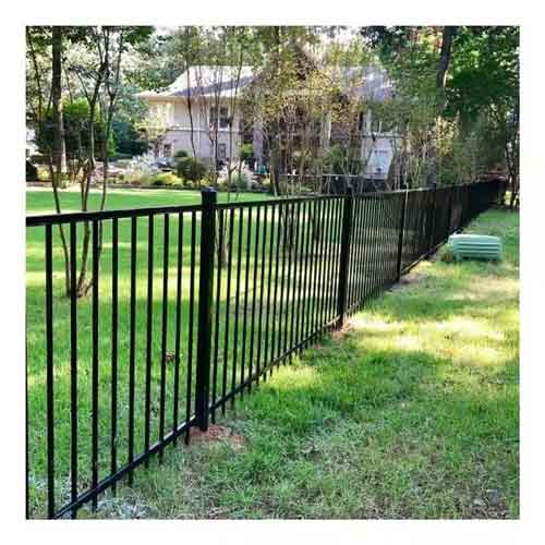 Anti-rust flat top steel fence panel corrugated metal fence panels black powder coated steel fence panel for outdoor